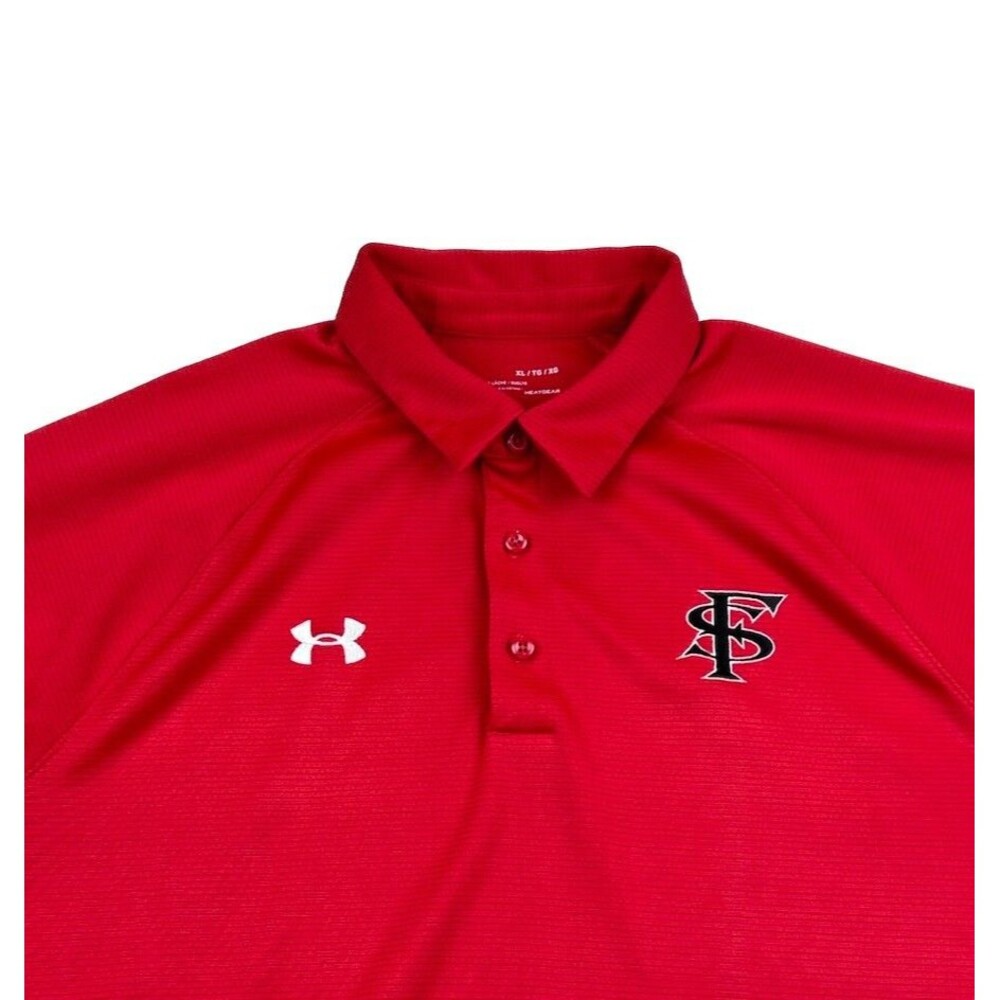 FS Under Armour Heat Gear Polo Shirt Short Sleeve Mens XL Red White Trim